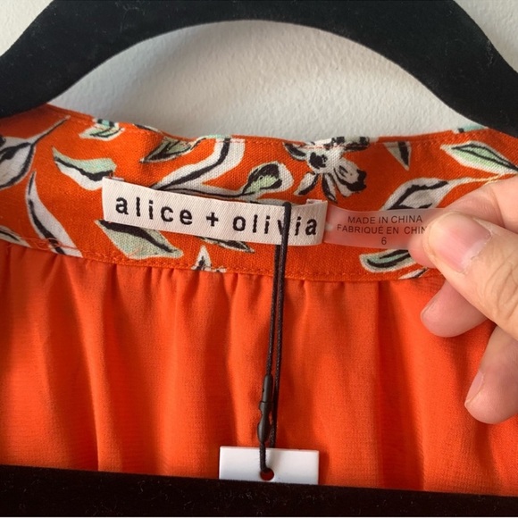 alice + olivia Lilian Linen Dress In Free Swinging Sienna Sz 6 - Picture 7 of 12